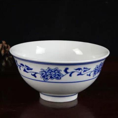 景德镇中式青花老式蓝色的花碗陶瓷米饭碗 传统家用5寸汤面碗微%