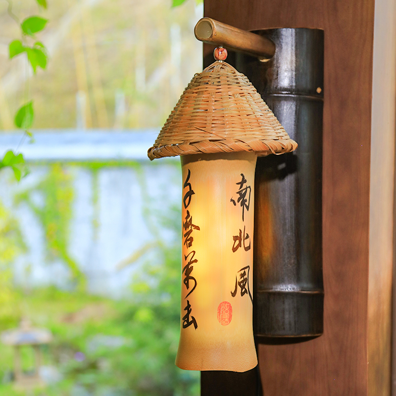 创意新中式竹编壁灯茶楼民宿装饰灯具中国风手工走廊竹子仿古灯饰