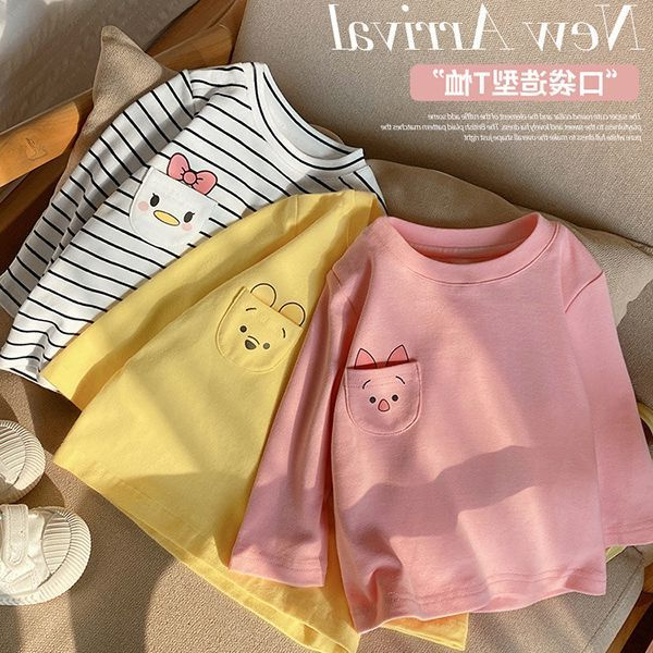 洋气中小女宝宝休闲长袖t恤春装新款婴儿韩版打底衫甜美小童上衣.