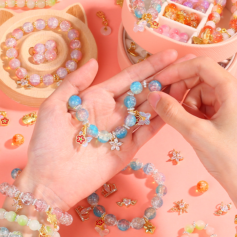 儿童手链串珠手工diy材料女孩玩具女童自制穿珠子礼盒首饰项链的6