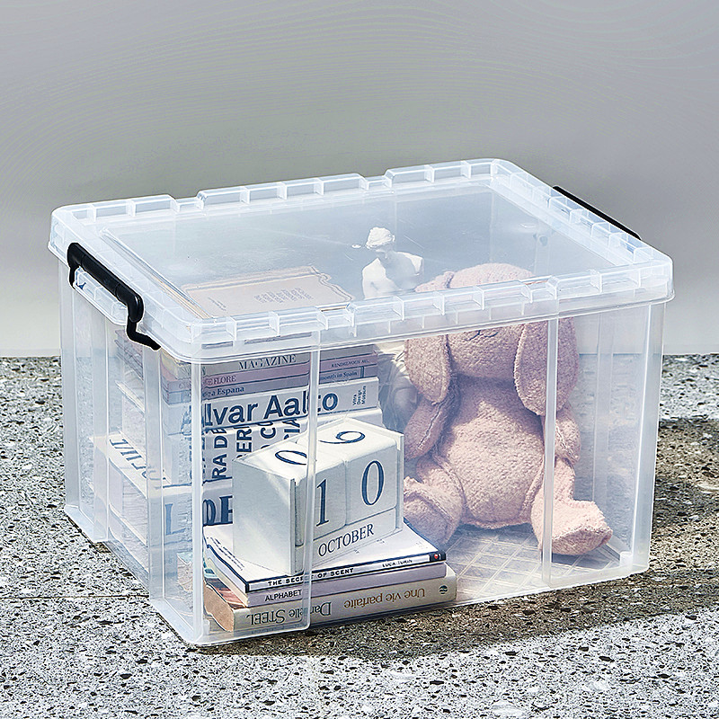 透明收纳箱直角加厚抗压储物箱食品级塑料箱家用大号衣服整理箱