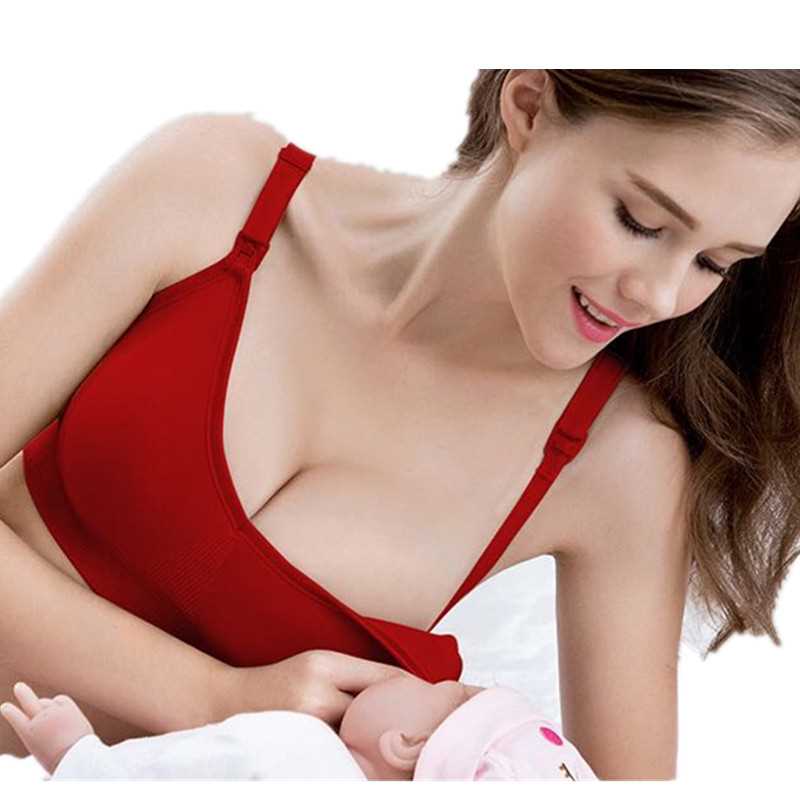 孕妇内衣内裤套装红色薄款怀孕期结婚哺乳文胸无钢圈聚拢喂奶胸罩