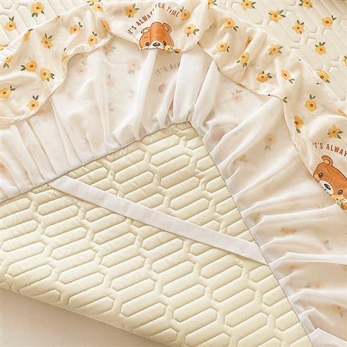 床裙款乳胶凉席三件套夏季冰丝席婴儿可用床罩空调软席子可水洗