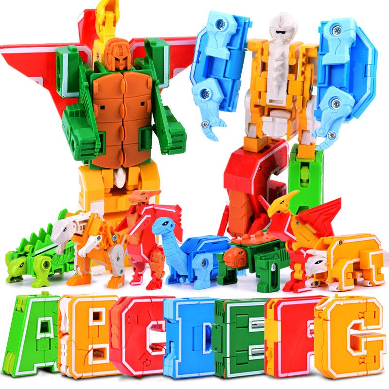 XINLEXIN数字变形玩具战队金刚合体机器人恐龙字母立体拼装认知积