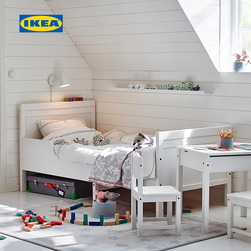 IKEA宜家SUNDVIK桑维加长床带床板实木儿童床可延长男孩女孩拼接