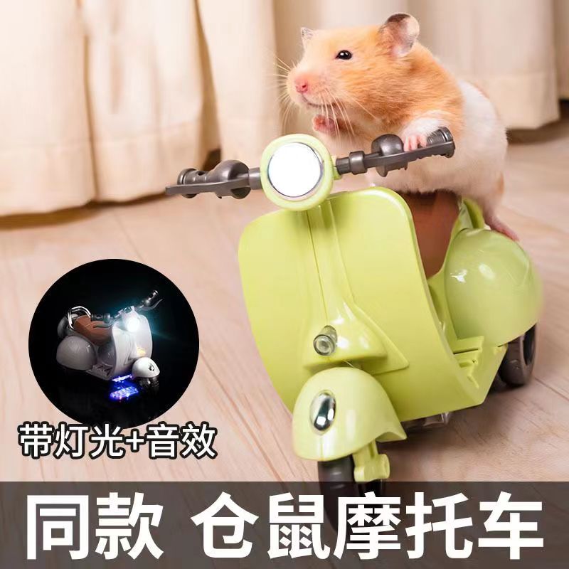 金丝熊仓鼠鹦鹉网红炫技摩托小汽车宠电电动玩具360度旋转带灯光
