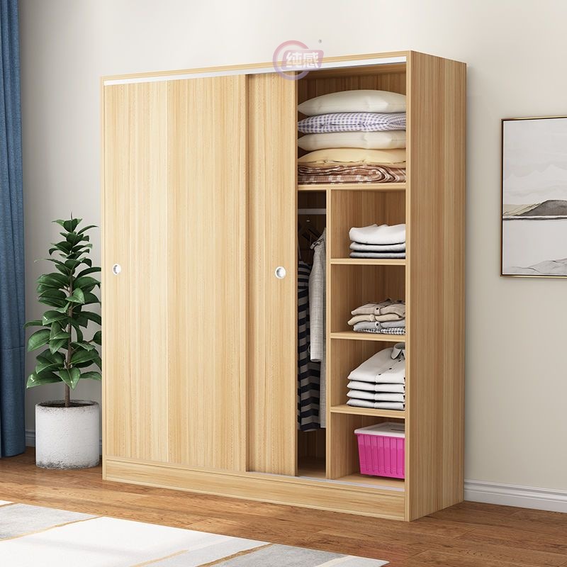 简易卧室柜子储物柜儿童衣橱家用卧室家具衣柜推拉门实木板式