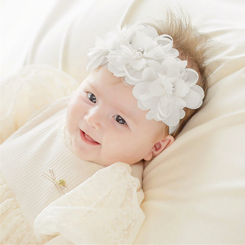 婴儿护囟门发带满月百天周岁拍照道具婴幼儿公主头饰花朵卤门配饰