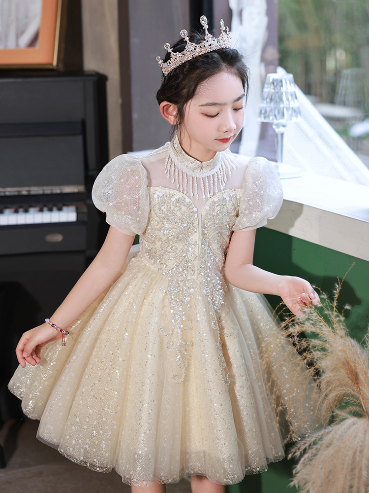 女童礼服轻奢小众钢琴演出服儿童生日公主裙女孩主持人花童婚礼裙