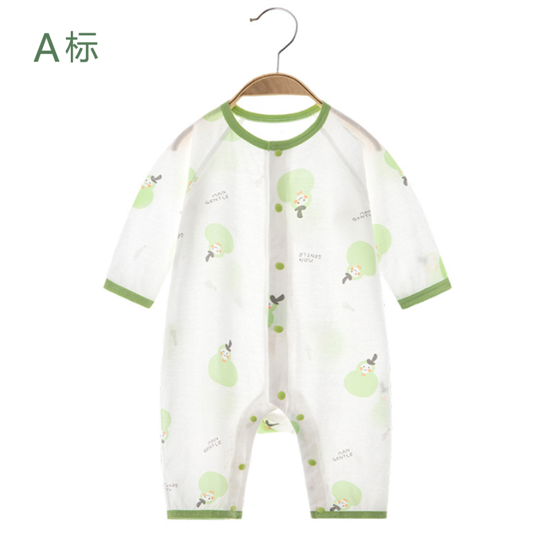婴儿连体衣宝宝夏季长袖薄款纯棉睡衣新生儿空调服爬服夏天衣服