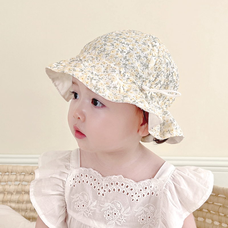 萌遇婴儿帽子轻薄透气夏季宝宝渔夫帽超萌可爱公主蕾丝遮阳帽防晒