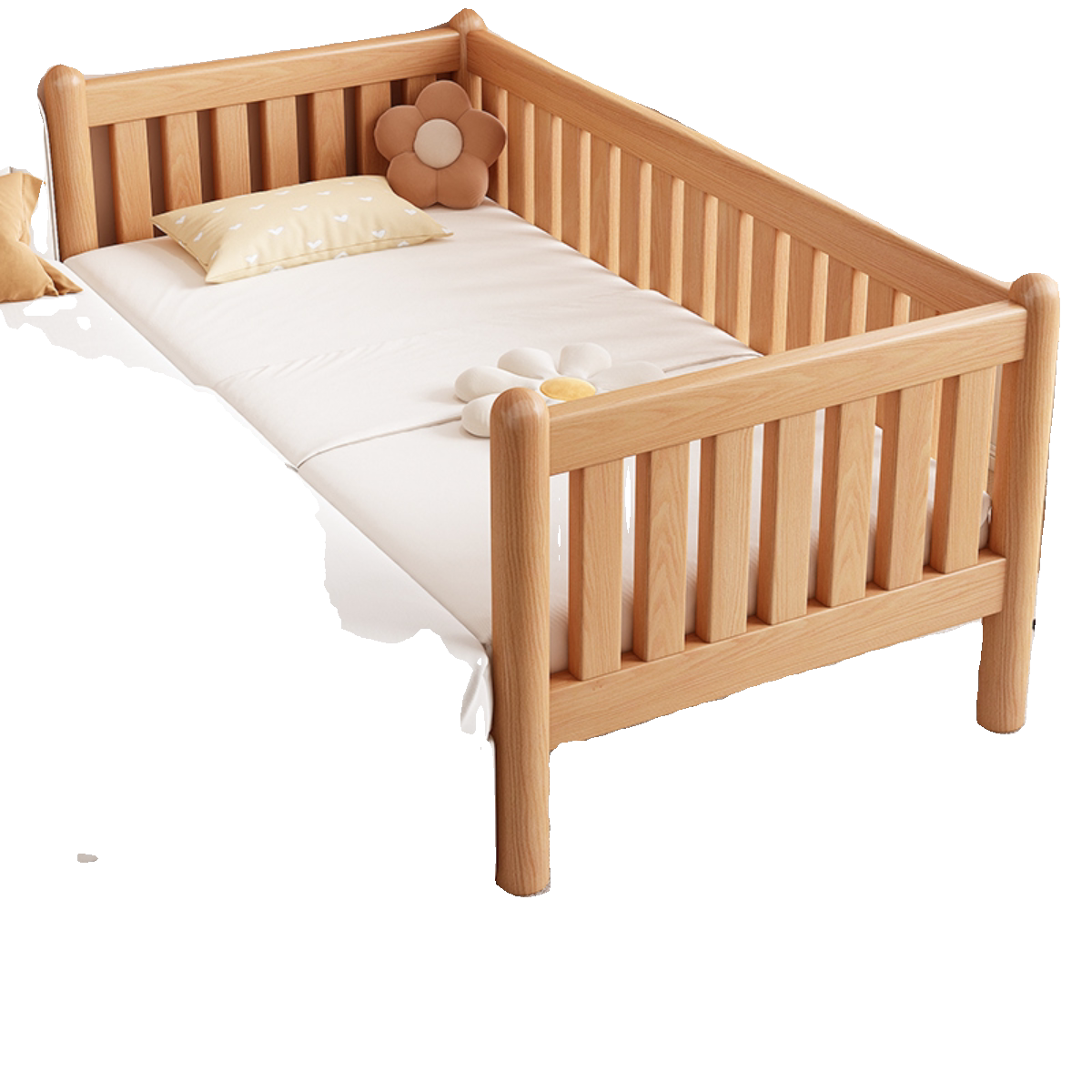 榉木拼接床儿童床男孩女孩婴儿加宽床边床大人可睡平接床实木小床