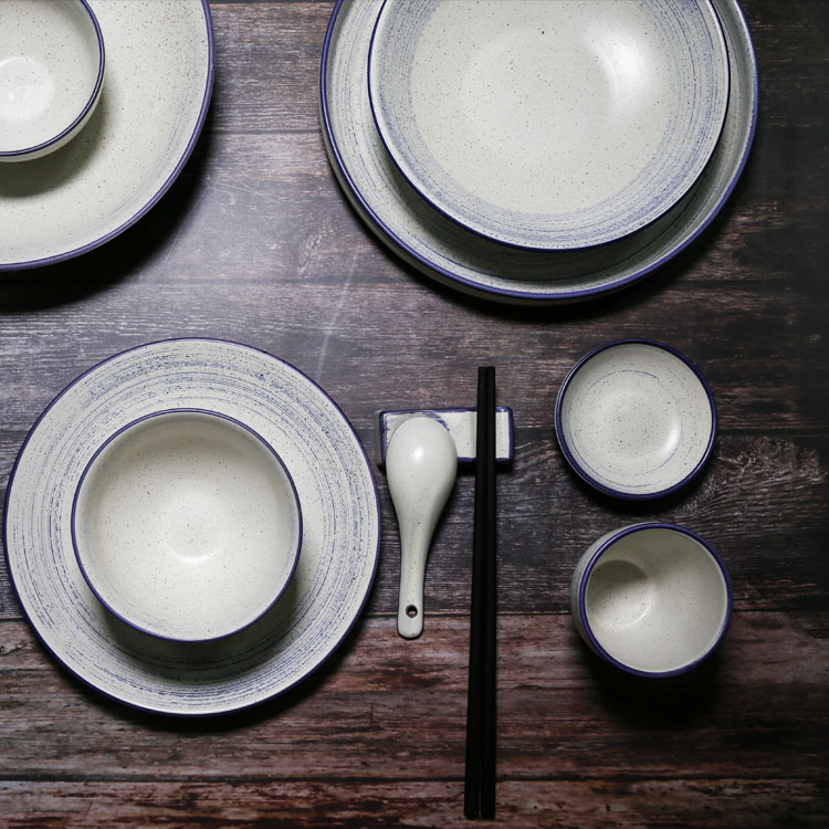 碗盘勺中式餐具套装文艺饭碗手绘窑变釉套系早餐菜盘北欧西餐碟平