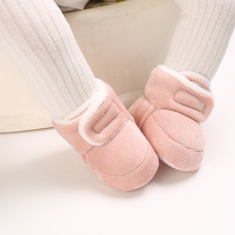 冬天婴儿加厚鞋袜0-12个月冬季加绒女宝宝防掉保暖棉鞋不掉毛毛鞋