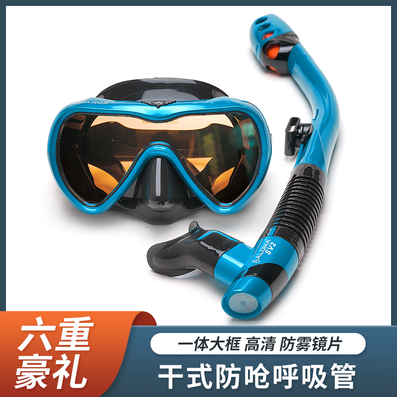 潜水镜呼吸器管儿童成人专业浮潜三宝面罩潜水装备高清护鼻游泳镜