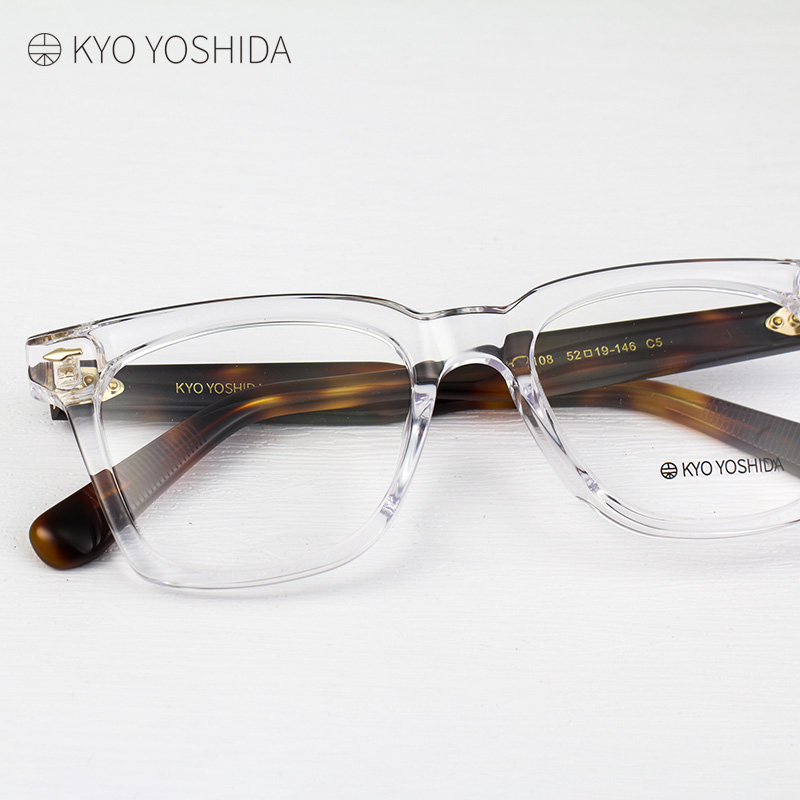 日本吉田京眼镜框男商务复古板材方形全框斯文女款手工眼镜架108