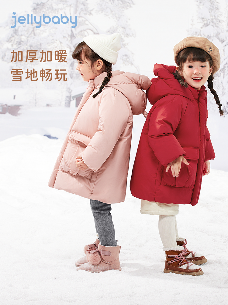 定制女童羽绒服冬装中长款加厚保暖小女孩冬季红色儿童面包服宝宝