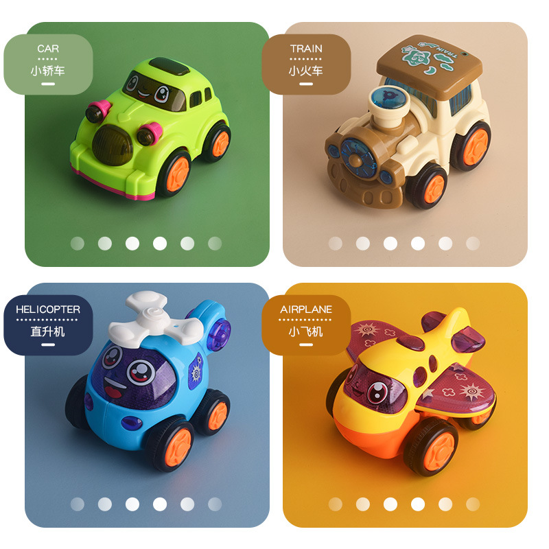 儿童Q版玩具车惯性火车男女孩1-2-3岁小轿车卡通宝宝婴儿益智模型