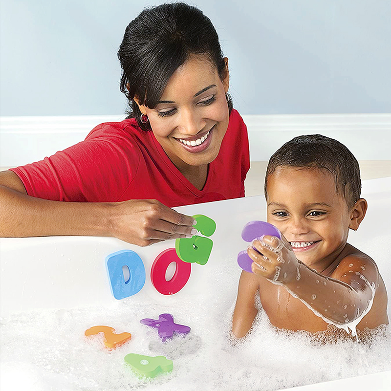 36片儿童宝宝洗澡认知漂浮字母数字泡沫贴贴墙婴幼儿戏水益智玩具