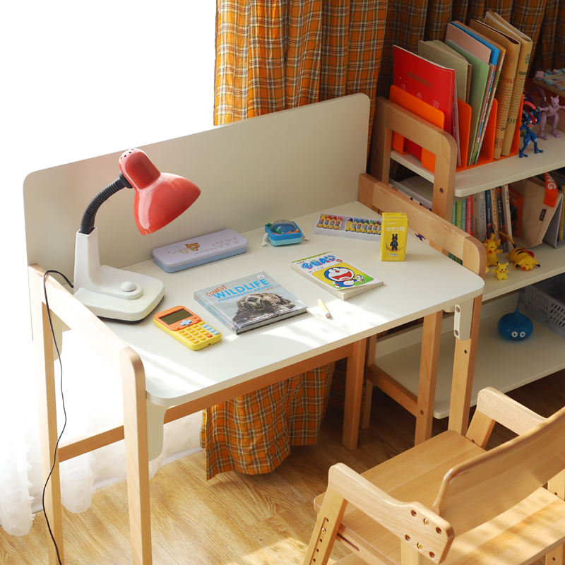 实木儿童学习书桌家用小学生榉木桌椅可升降小户型卧室客厅写字桌
