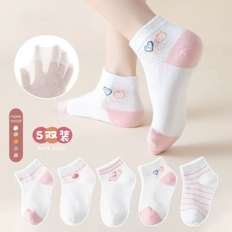 【5双装】新品女童袜子春夏季韩版儿童袜子男女童可爱中大童批发
