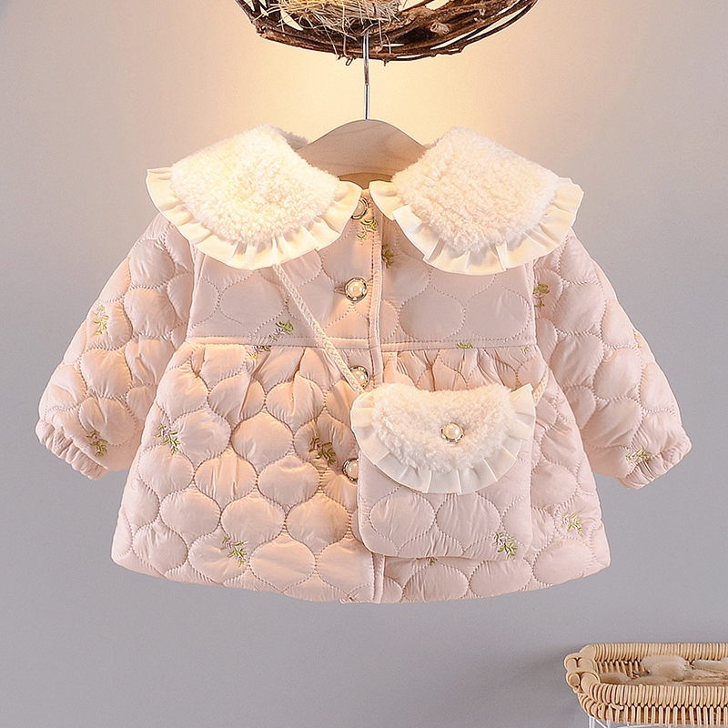 女童秋冬装加绒加厚外套新款婴儿小宝宝保暖上衣儿童棉衣冬季棉袄
