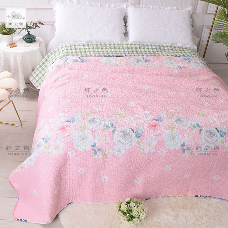 全棉斜纹碎花加棉床盖单件绗缝双面垫被床单1.2米1.5米床罩纤之色