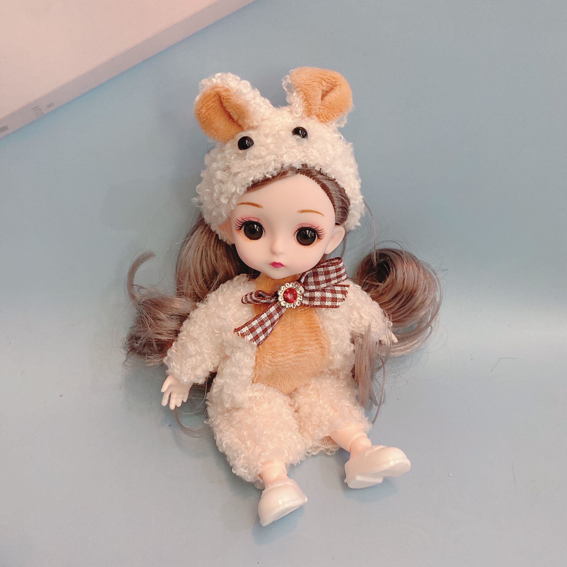 16厘米小熊娃娃爱莎公主女孩玩具迷你小号爱莎儿童仿真洋娃娃套装
