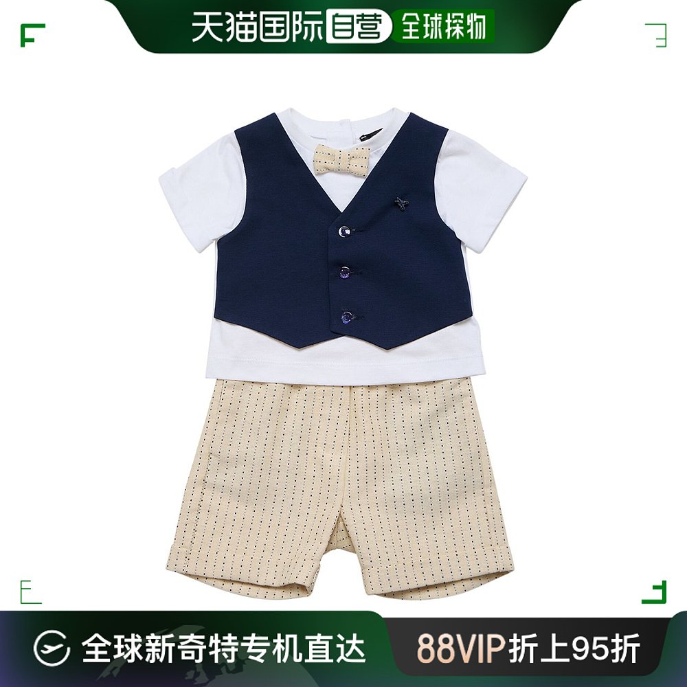 香港直邮Monnalisa 男童 棉质平纹针织T恤、马甲&裤子童装