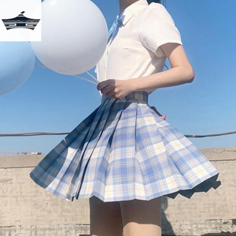 jk制服套装2024正版短袖衬衫海苔格裙全套秋季日系学院风百褶裙子