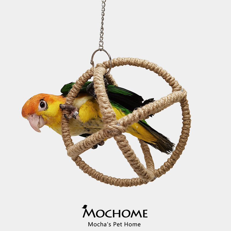 玲珑球鹦鹉鸟啃咬玩具吊环秋千麻绳宠物用品