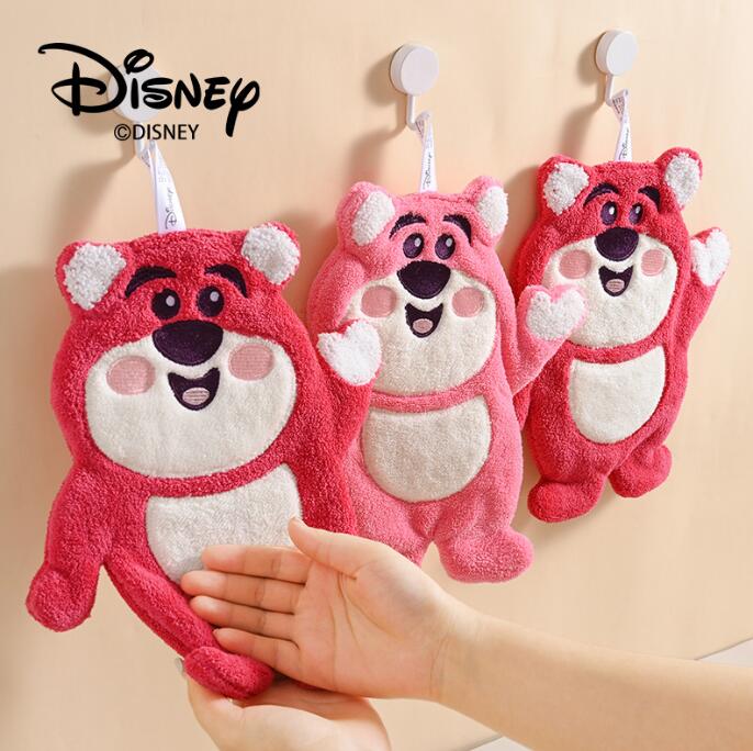 迪士尼正版草莓熊可挂式擦手巾速干儿童家用柔软超吸水不掉色毛巾