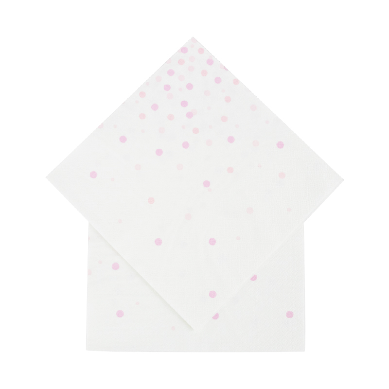 粉色宝贝纸巾圆点一次性生日派对餐具套装装饰纸巾女孩宝宝满月