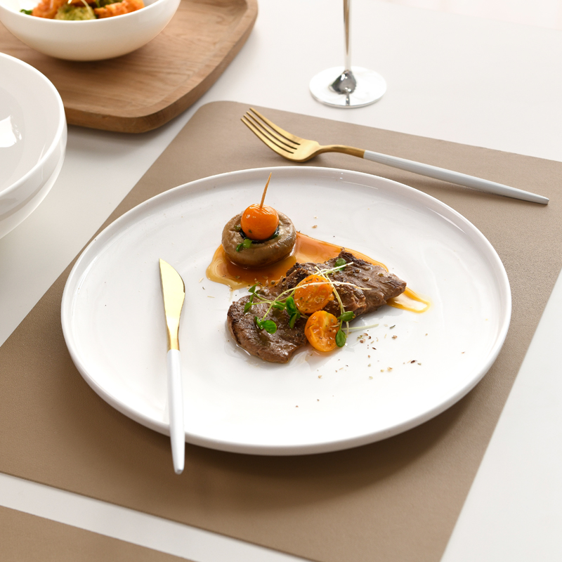 日式西餐餐具盘子牛排餐盘家用创意平盘白色高级感骨瓷西餐盘大号