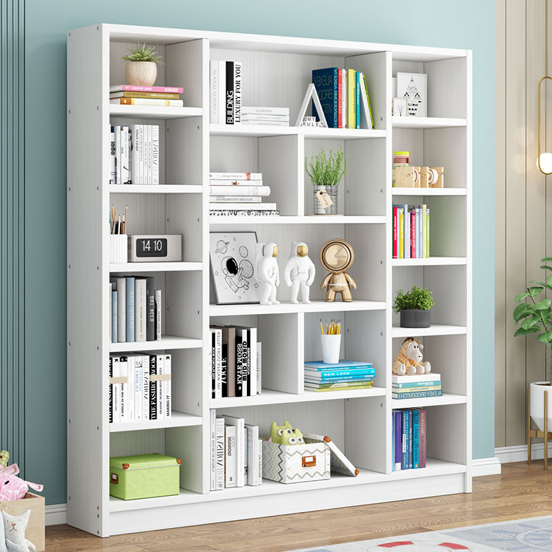 学生书柜易松木儿童书架储物柜家用客厅n简落地置物架实木白色