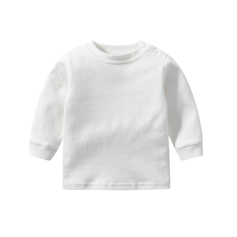 宝宝长袖T恤纯棉春装白色灰色黑色小婴儿上衣秋季小童圆领打底衫