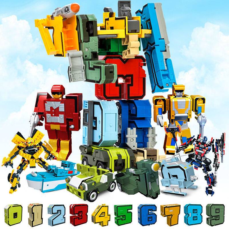数字变形玩具儿童组合套装合体汽车机器人坦克益智儿童男孩玩具