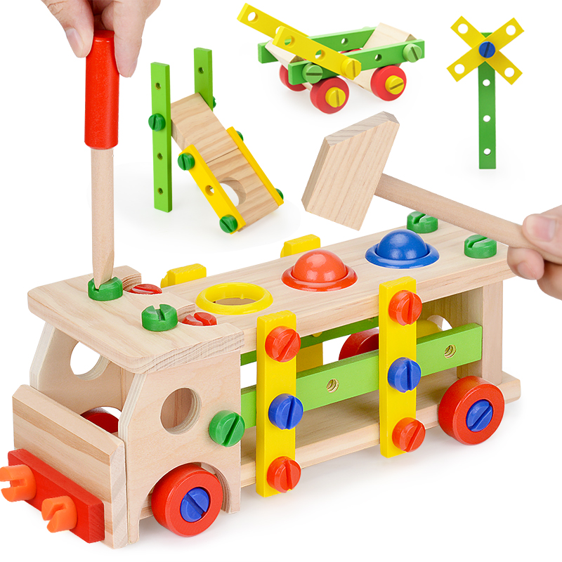 螺母动脑组合&-可拆卸3益4儿童岁-宝宝男孩组装车2螺丝刀玩具智力