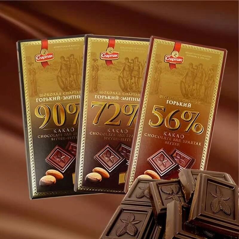 俄罗斯进口斯巴达克牌精品72%90%纯黑巧克力排块盒装买十送一包邮