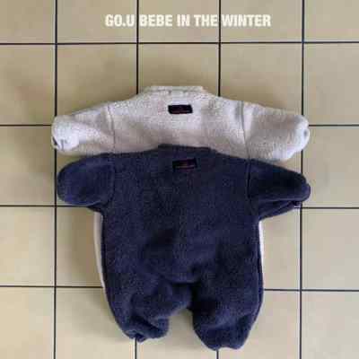 速发婴儿外出服冬季韩版童装婴孩加厚连身毛毛衣男宝宝加绒包屁衣