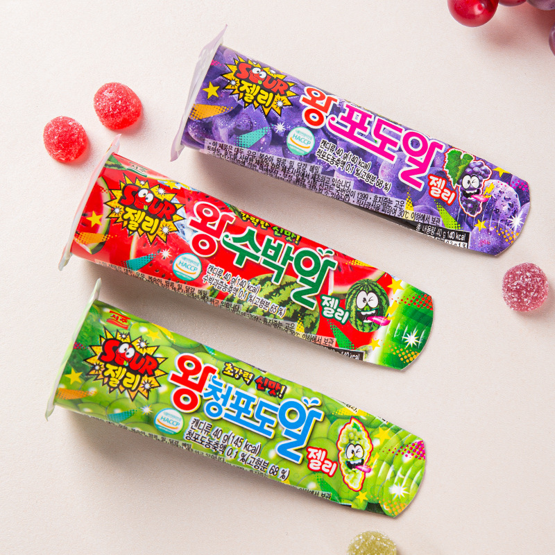 韩国进口SEOJU西洲酸味颗粒状软糖葡萄西瓜味水果味糖果儿童零食