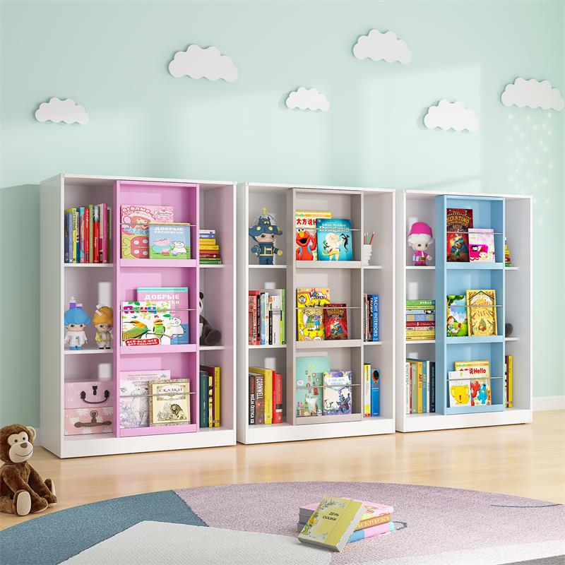 新品带滑轨儿童书柜书架绘本架家用宝宝置物架落地书柜自由组合收