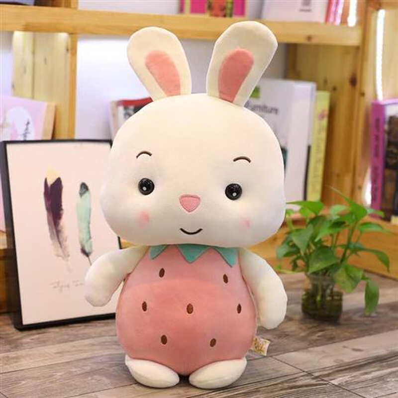 新品小白兔毛绒玩具公仔草莓长耳兔子抱枕玩偶布娃娃可爱儿童女孩
