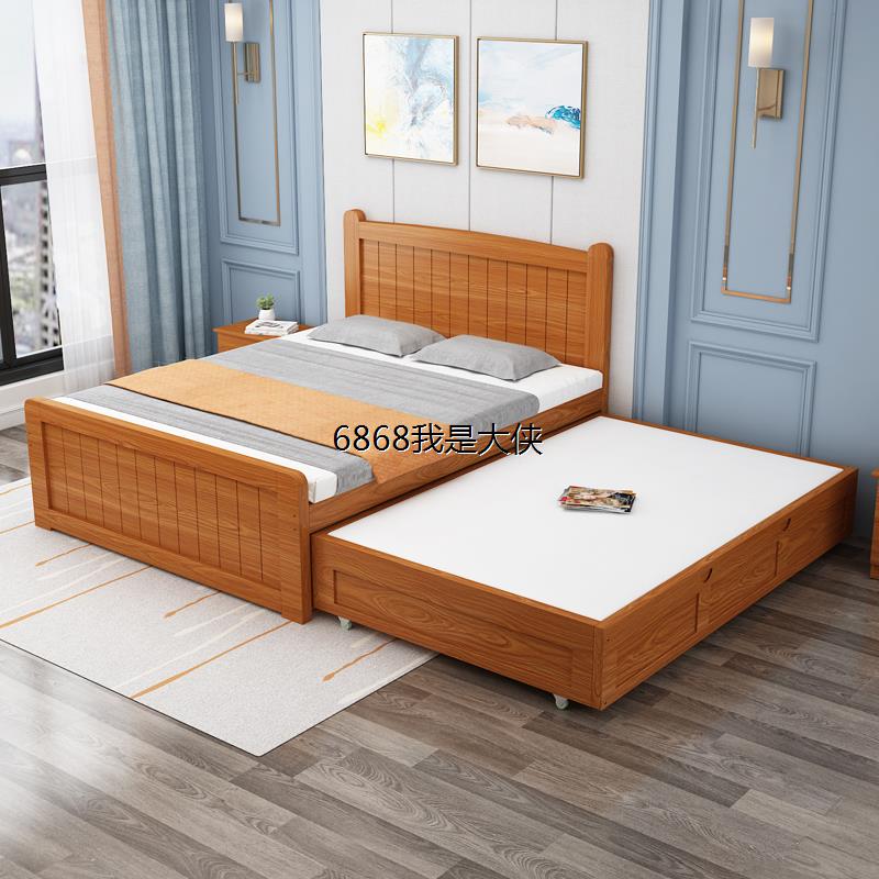 香港澳门包邮白色抽屉床儿童床高低床带拖床松木实木15米拖床气箱