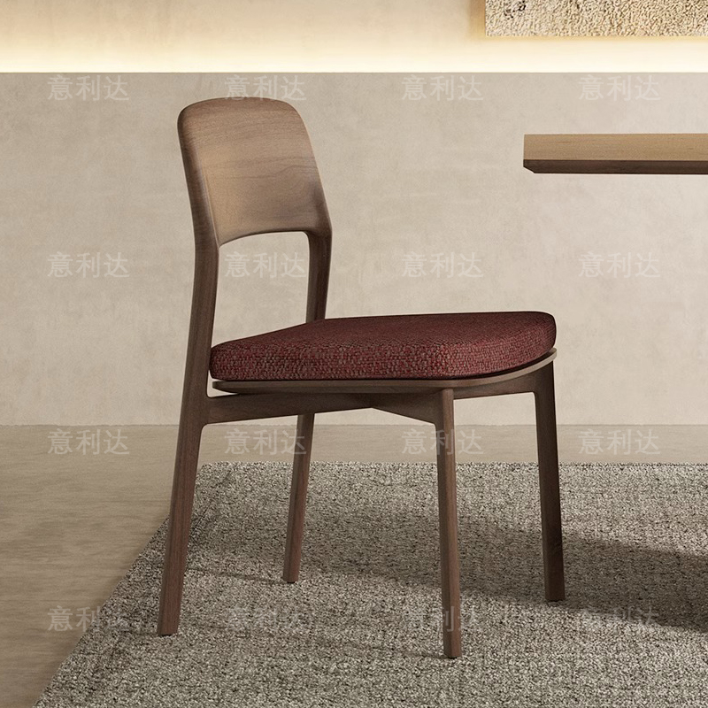 意利达家居北欧实木餐椅意式现代极简手工餐桌椅家用舒适全真实木