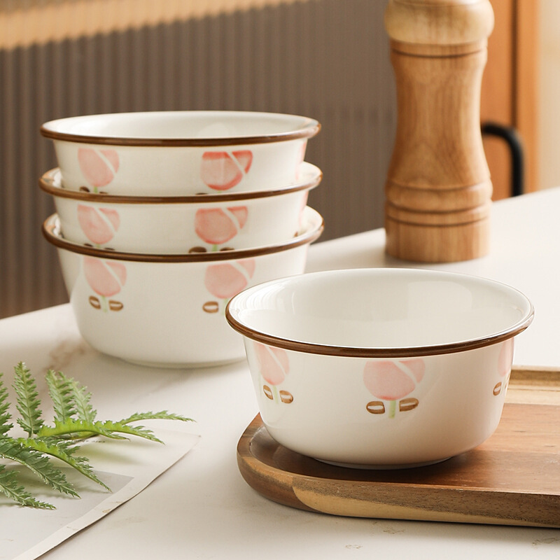 4个套装饭碗家用陶瓷小碗中式复古餐具米饭碗早餐甜品碗2022新款