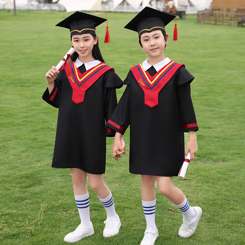 儿童博士服幼儿园毕业照服装中小学生毕业演出礼服夏季套装学士服