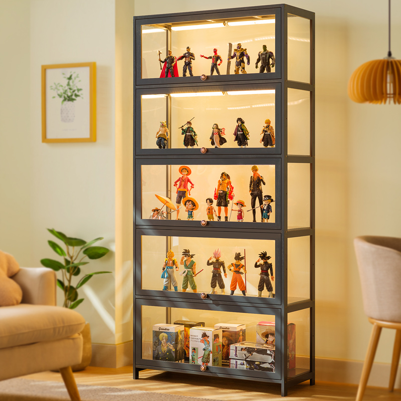 手办乐高展示柜模型玩具收纳陈列柜亚克力透明仿玻璃置物架子书架