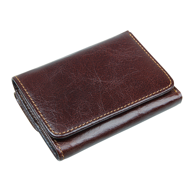 RFID Blocking Genuine Leather Short Wallet For Men Solid