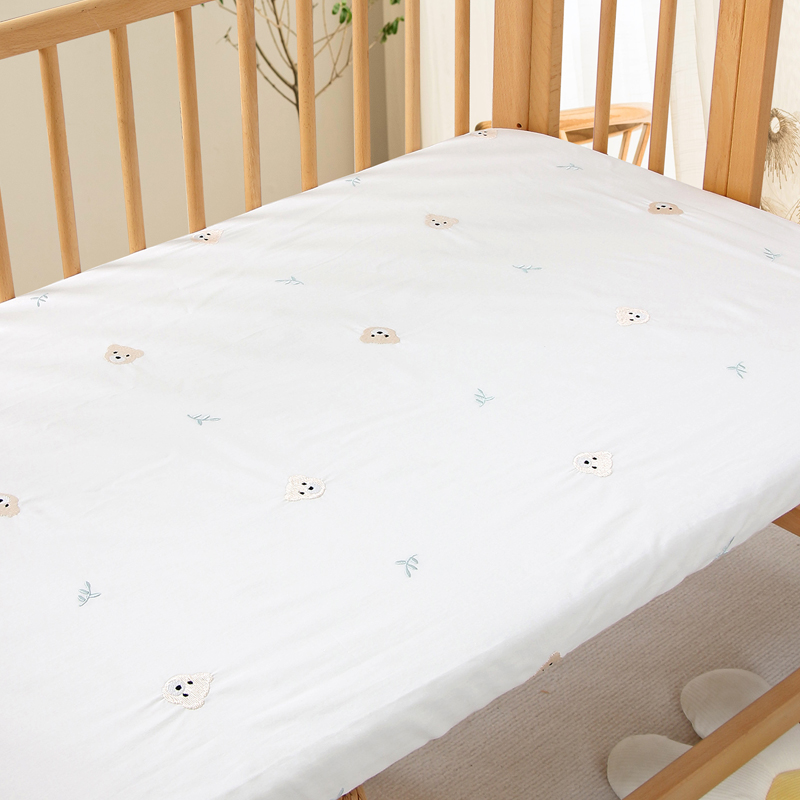 婴儿床笠a类纯棉宝宝春夏刺绣床单床垫套儿童拼接床床笠罩可定制